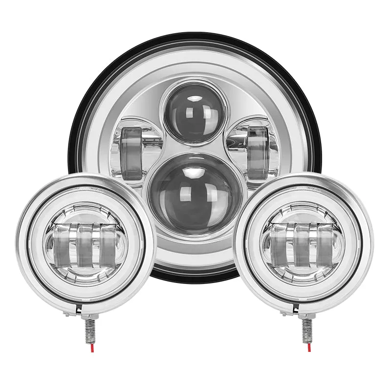 7" RGB LED Headlight   4.5" Fog Lights For Touring Softail & Trike Models