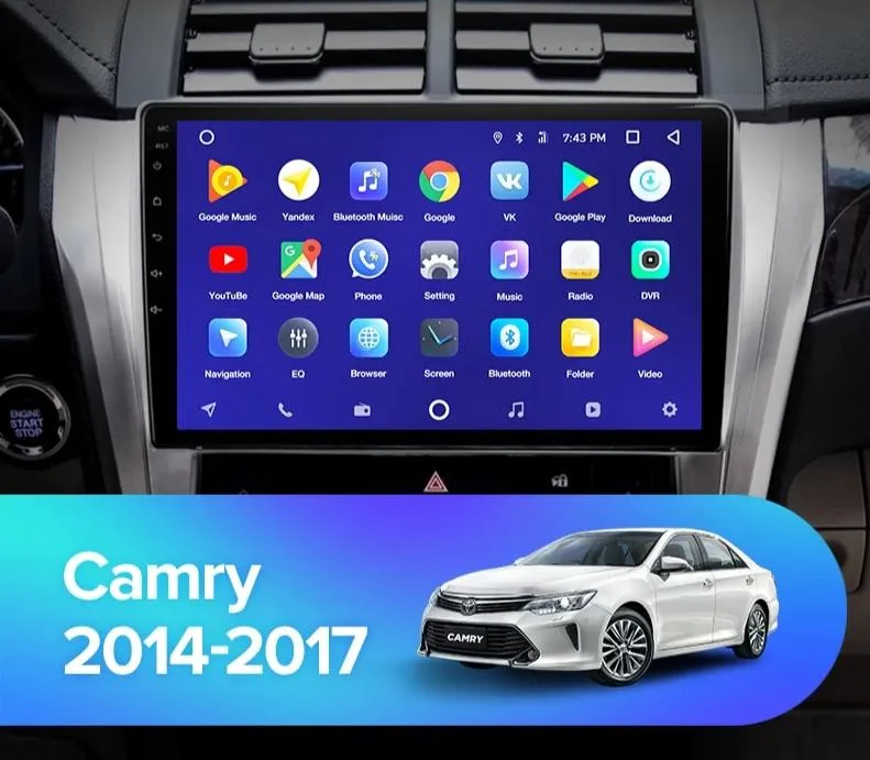 Car Dealz 10.2" Android 10.0 Toyota Camry 8 50 55 2014-2017 w CAM In Dash Plus OEM Fascia