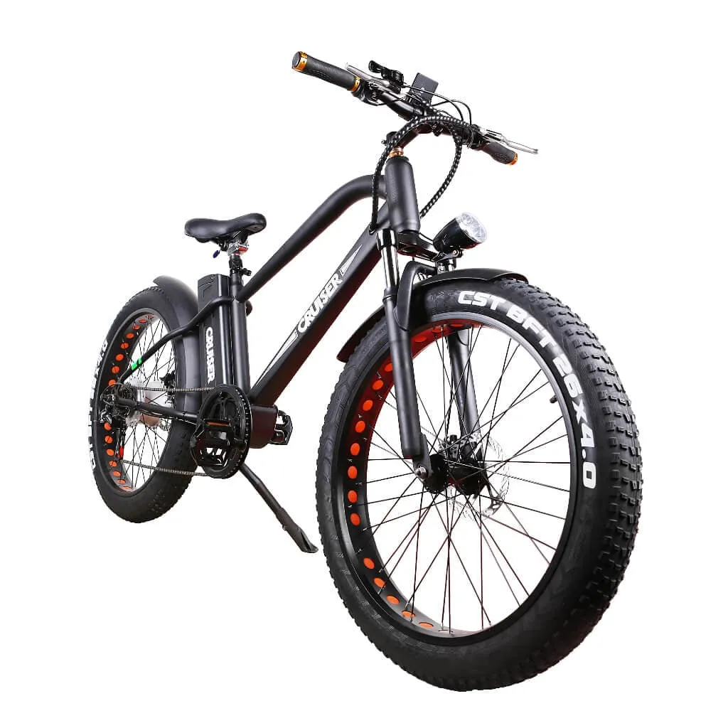 Nakto Super Cruiser 26" Fat Tire 500W 48V Electric Bike Black