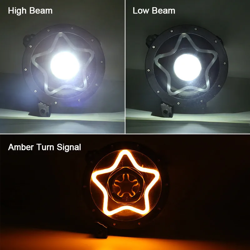 Star Style 9 Inch LED RGB Halo Headlights with Turn Signals for 2018-Later Jeep Wrangler JL and Gladiator JT