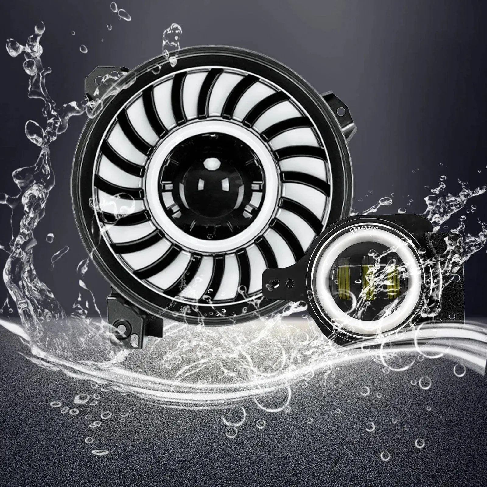 Suparee 9" Jeep LED RGBW Headlights & RGB Halo JL JT Fog Lights