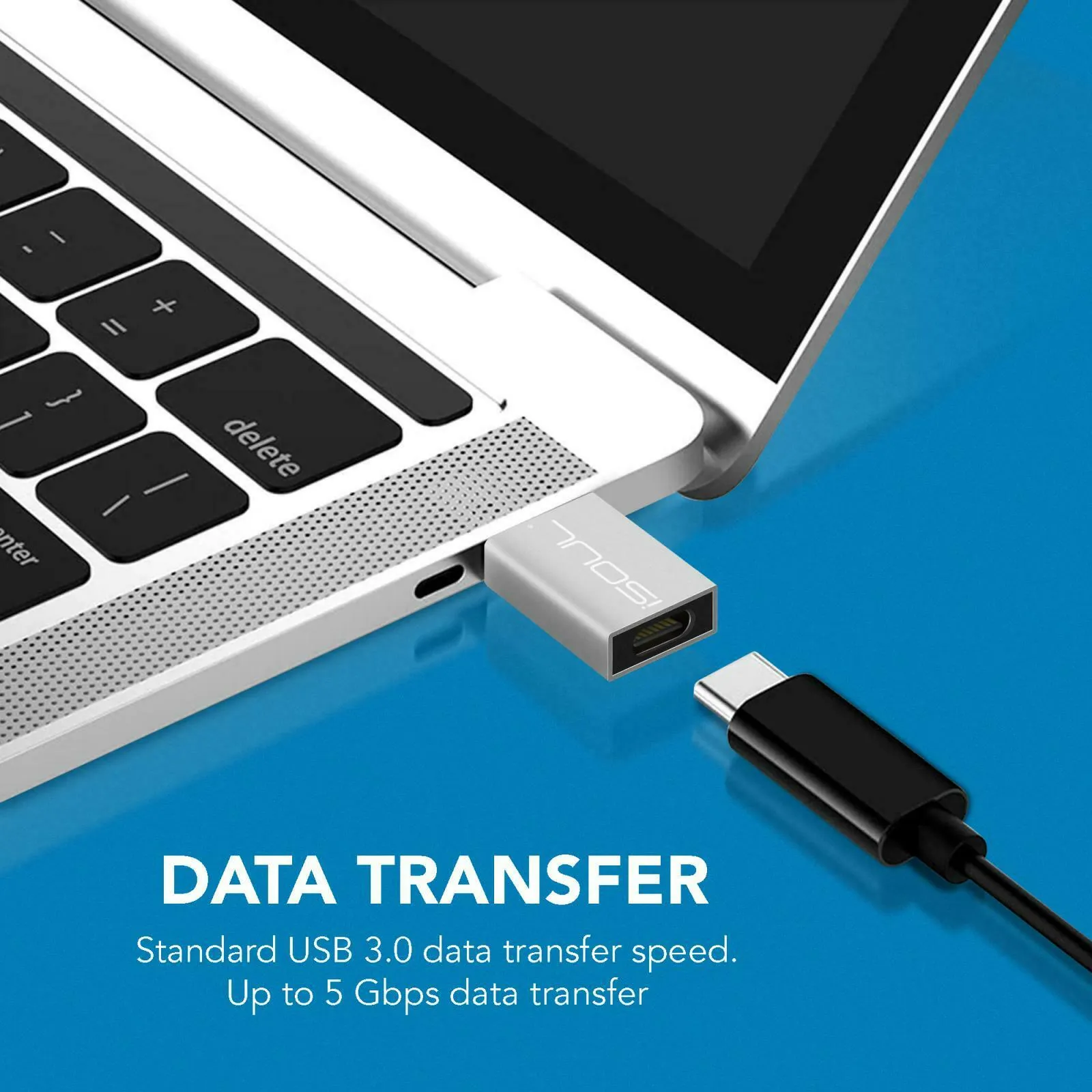 USB A Male To USB C Female Connector Converter Adapter Silver